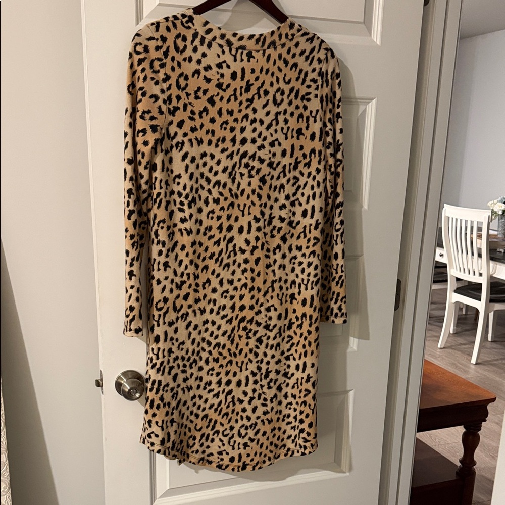 Leopard Print Long Open Front Cardigan Small - Picture 4 of 4